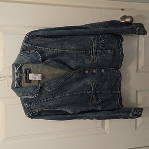 NWT short button up denim jacket with cute bottom ladies Large L